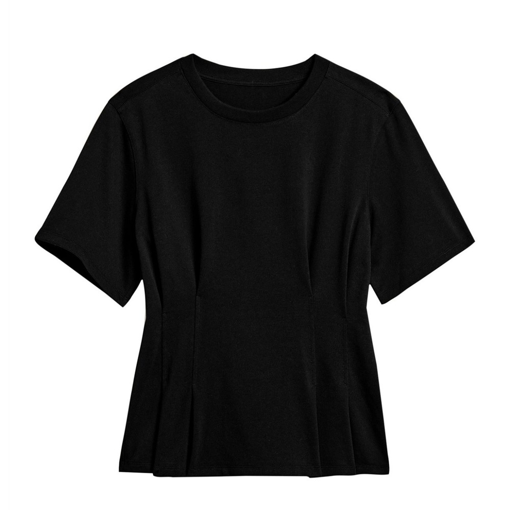 NEW Banana Republic Penelope Corset T-Shirt Black Cotton Short Sleeve Shirt XS